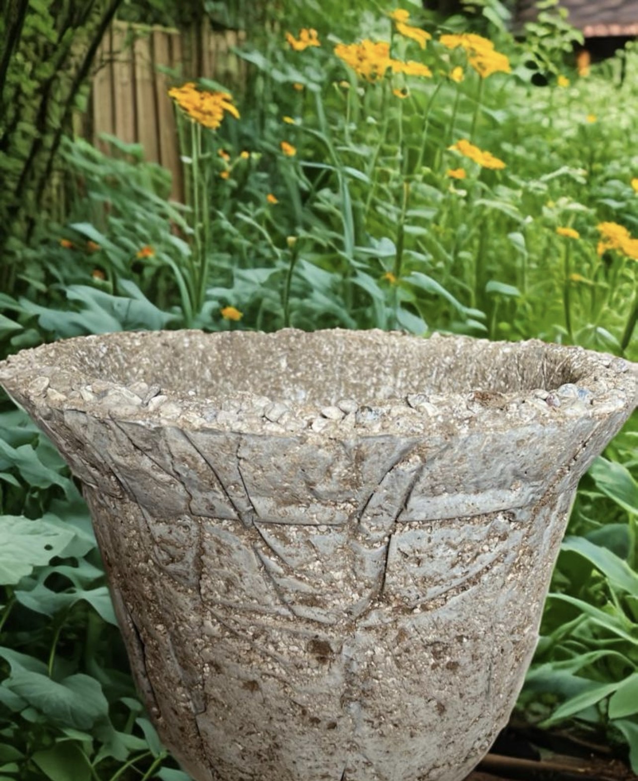 Extra Large Round Hypertufa Texture Planters.